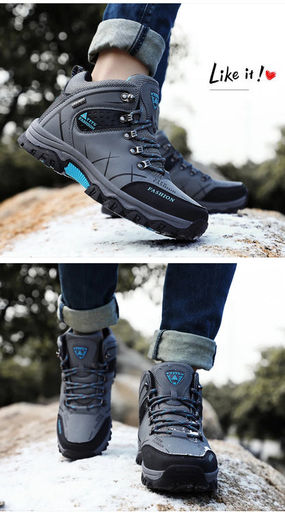 Brand Men Winter Snow Boots Waterproof Leather Sneakers Super  Warm Men's Boots Outdoor Male Hiking Boots Work Shoes Size 39-47