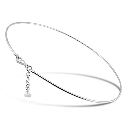 Vintage Simple 925 Sterling Silver Necklace Geometric Choker Shiny And Delicate Collarbone Chain For Women's Golden Jewellery