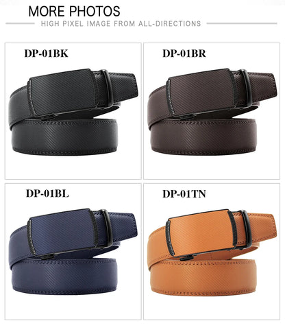 Multicolor Genuine Leather Men's Belts Fashion Business Automatic Buckle Straps Ratchet Cow Leather Waistband 3.5cm Width