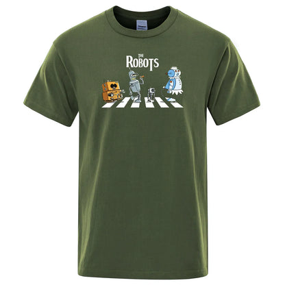 Hot Summer Cotton Men T Shirt Creative droids Printed T-Shirt robot shirt Boy Novelty Men's Short sleeve Tshirt Fashion Tops
