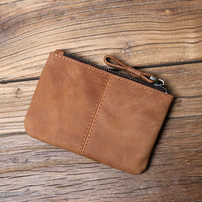 Leather Mini Men's Coin Wallet Retro Leisure First Layer Cowhide Lady's Change Purse Crazy Horse Leather Credit Card Bag