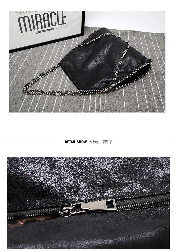Fashion New Women's Chain Shoulder Bag Large Capacity Crossbody Tote Bag Female Foldable Solid Color Handbags Shopping Bags
