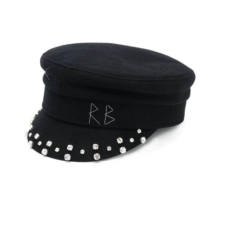 New Winter Women Hats Newsboy Caps Flat letter Militray Caps British Vintage Visor cap