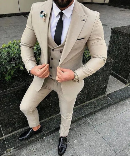 Men's Suits Prom Tuxedo Slim Fit 3 Piece Groom Wedding Suit For Men Custom Blazer Terno Masuclino 3 Pieces (jacket+vest+pant)