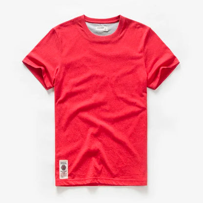New Men Cotton Solid T-Shirt Mens Short Sleeve T-shirt Multi Pure Color Fancy Yarns T Shirt Color Wine White Blue