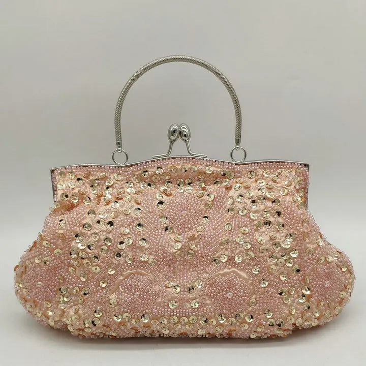 Elegant Frame Women Formal Beaded Evening Purses and Handbags Bridal Sequins Clutch Bag Cocktail Party Bag
