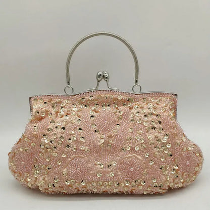 Elegant Frame Women Formal Beaded Evening Purses and Handbags Bridal Sequins Clutch Bag Cocktail Party Bag