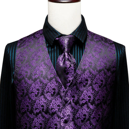Navy Blue Mens Vest Formal Paisley Waistcoat Jacket Tie Handkerchief Cufflinks Set For Male Dress Suit Wedding Party