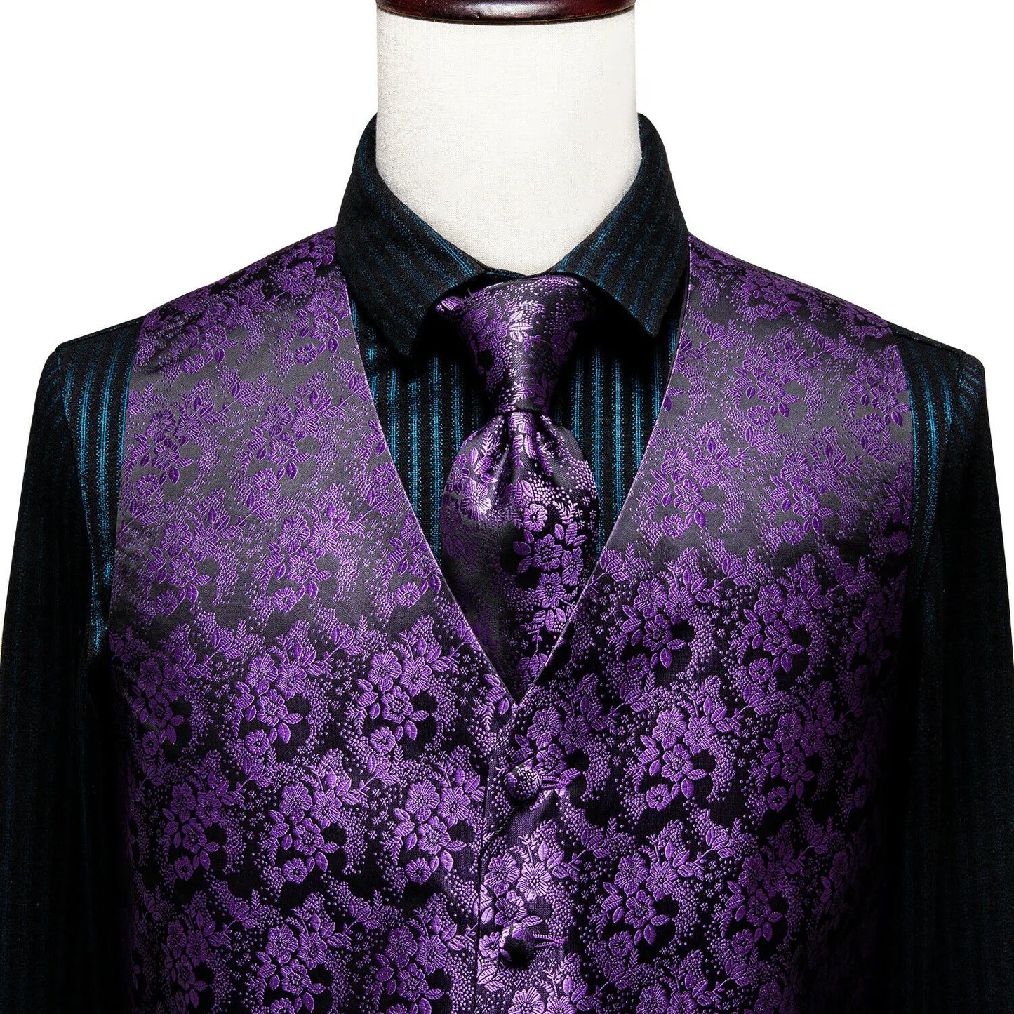 Silk Mens Vests Sleeveless Waist Jacket Jacquard Black Orange Floral Waistcoat Tie Hanky Cufflinks Set for Men Casual XXL