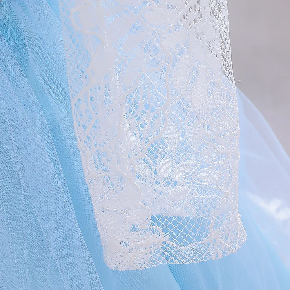 Long Sleeve Baby Girls Dress Newborn White Baptism Tulle Party Wedding 1st Birthday Princess Dresses Infant Girls Bow Prom Gown