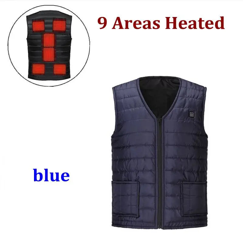 11 Area Heating Vest Men/Women Casual V-neck USB Heated Vest Smart Control Temperature Heating Jacket Cotton Coat Winter Hunting
