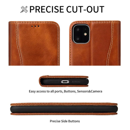 100% Genuine Leather Flip Cover Case for iPhone 17 14 15 Plus 11 12 13 16 Pro MaxTop Quality Fashion Brand With Card Slot
