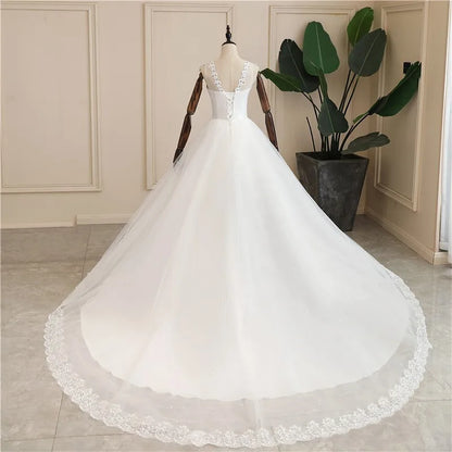 Wedding Dress Sexy V-neck Lace Embroidery Court Train Ball Gown Princess Wedding Dresses Vestido De Noiva Plus Size