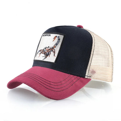 K Four Season Men's Trucker Caps With Scorpion Patch Snapback Hip Hop Baseball Cap For Women Adjustable Unisex Baseball Hats