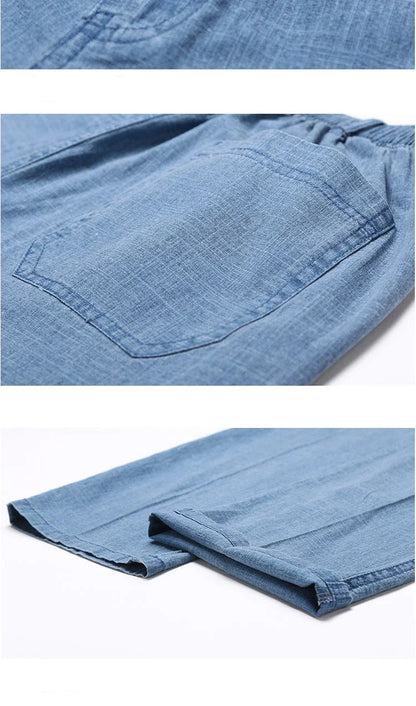 Summer Linen Men Casual Pants Work Wear Office Thin Golf Straight Long Formal Suit Trousers Plus Size 5xl 2024 New