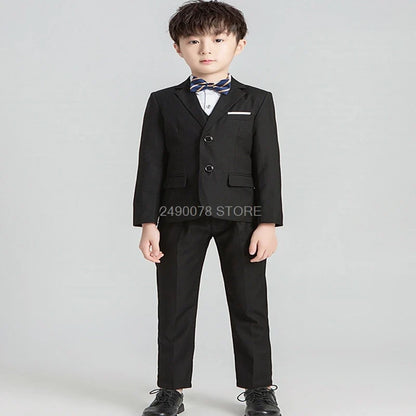 Flower Boys Formal Anzug Suit Kids Wedding Party Dress Blazer Vest Pants Bowtie 4pcs Child Tuxedo Prom Performance Costume