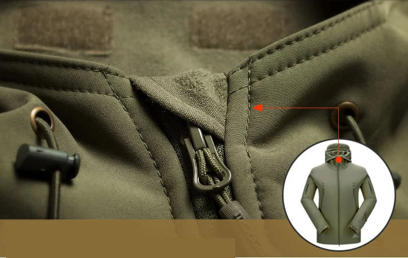 2024 New Fashionable Shark Skin Soft Shell Jacket Men's Tactical Windproof Waterproof Jacket Men's Jacket Hooded Jacket