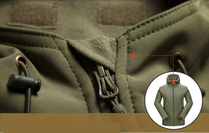 2024 New Fashionable Shark Skin Soft Shell Jacket Men's Tactical Windproof Waterproof Jacket Men's Jacket Hooded Jacket