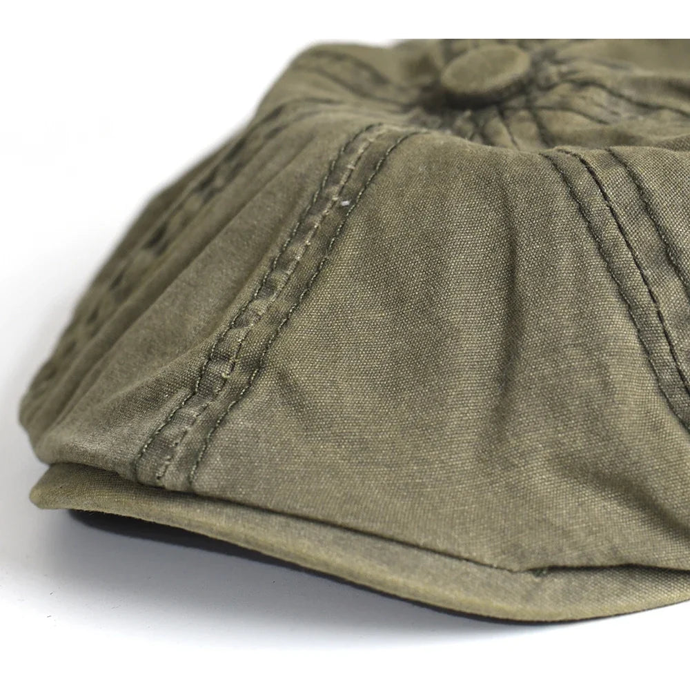 Washed Cotton Newsboy Cap Peaky Octagonal Hat Vintage Casual Cap Solid Berets Visor Gatsby Flat Ivy Hat
