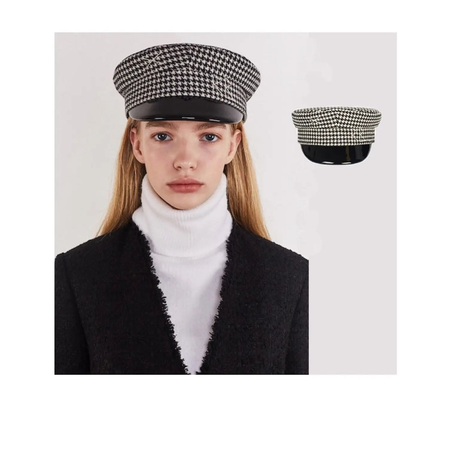 Winter caps women newsboy caps Thick warm  letter embroidery wool cap  S M L plaid patchwork militray caps