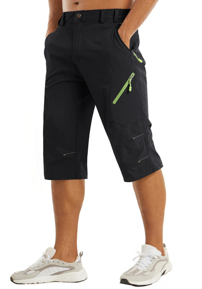 Below Knee Length Summer Waterproof Shorts Mens Quick Drying 3/4 Capri Pants Hiking Walking Sports Outdoor Nylon Shorts
