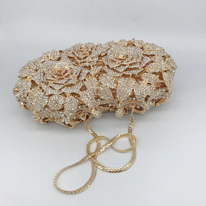 Golden Silver Color Stones Money Clutch Bag Women Crystal Clutches Bridal Handbags Wedding Party Cocktail Minaudiere Bag Purse