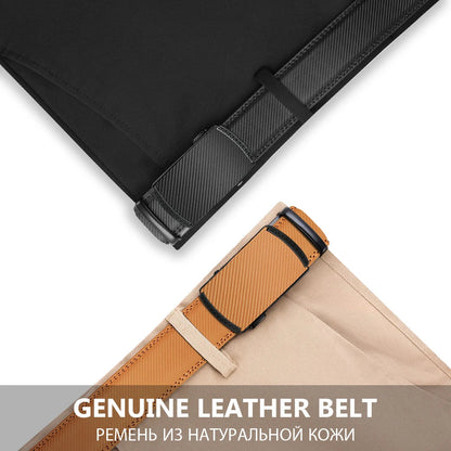 Multicolor Genuine Leather Men's Belts Fashion Business Automatic Buckle Straps Ratchet Cow Leather Waistband 3.5cm Width