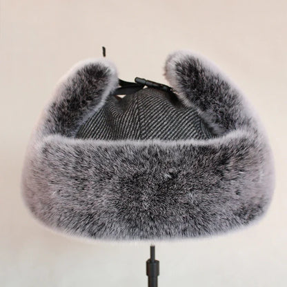 Men Women Russian Winter Bomber Hat Ushanka with Ear Flaps Faux Fur Trapper Hat Earflaps Warm Cap for Snow