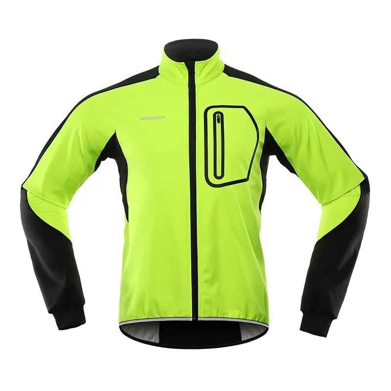 BERGRISAR Men's Cycling Jacket Winter Thermal Jacket Softshell Windbreak Waterproof Bike Coat Bicycle Raincoat BG011