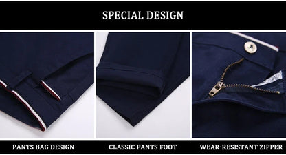 Classic Style Men Spring Summer Thin Casual Pants Fashion Business Cotton Solid Color Office Trousers High Quality Men Trousers