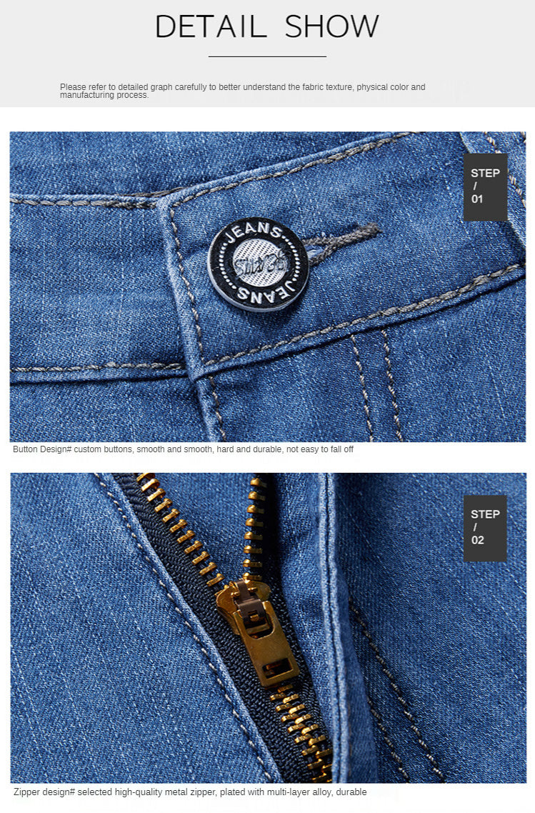 Men Extra Large Size Shorts Knee-length Summer Breeches Denim 2024 Male Bermuda Classic Stretch Plus Size Big 8XL Men Short Jean