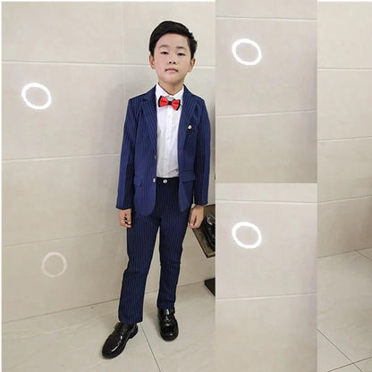 School uniform Dress for boys Formal Birthday Suits for Weddings Blazer Pants 2Pcs Kids Gentleman Party Child Clothing Sets F64