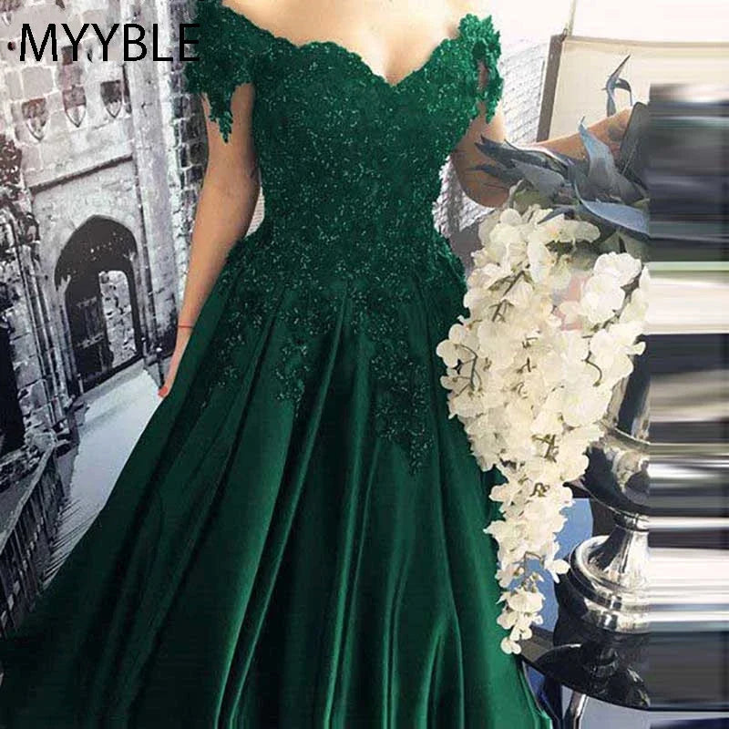 Customized Long Floor Length Formal Dress Robe De Soiree Elegant Green Evening Dresses Ball Gown Lace Sweetheart Evening Gowns