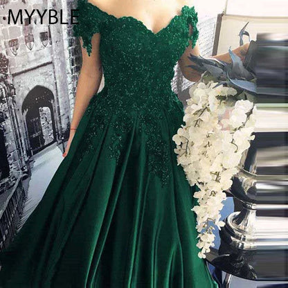 Customized Long Floor Length Formal Dress Robe De Soiree Elegant Green Evening Dresses Ball Gown Lace Sweetheart Evening Gowns