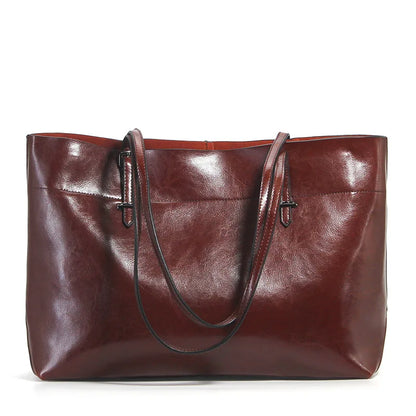 New Brown Women Handbag 100% Genuine Leather Female Shoulder Purse Ladies Black Tote Bag Large Capacity Shopping Bags