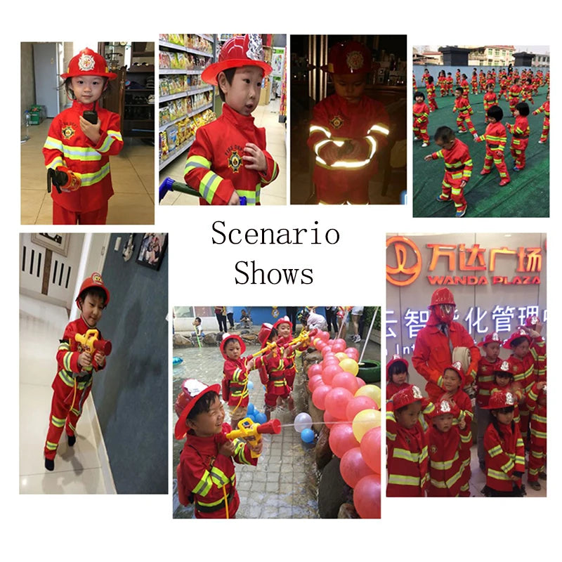 Halloween Kids Firefighter Uniform Children Sam Fireman Role Work Clothing Suit Boy Kids Cosplay Costume Party Costume Gift