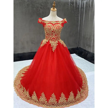2026 New Ball Gown Lace Tulle Red Wedding Dress With Tail Chinese Pattern Style Cheap China Embroidery Bridal Gown Customized