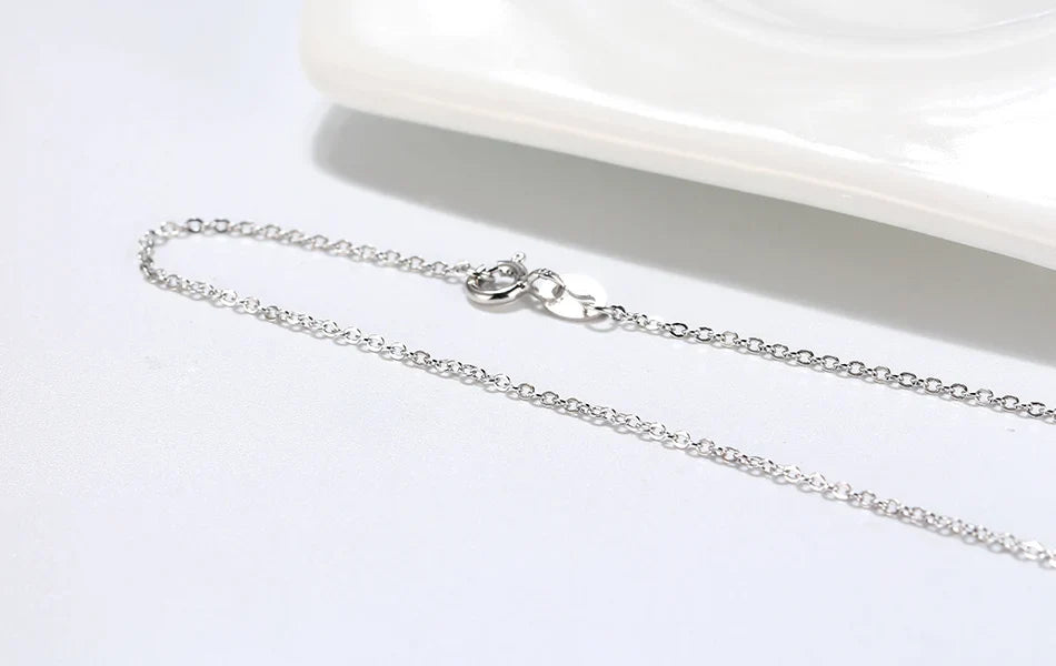 Real 925 Silver Link Chain Necklace For Women Men Basic Neck Chain Trendy Silver Cross Box Snake Chain Jewelry OSC20