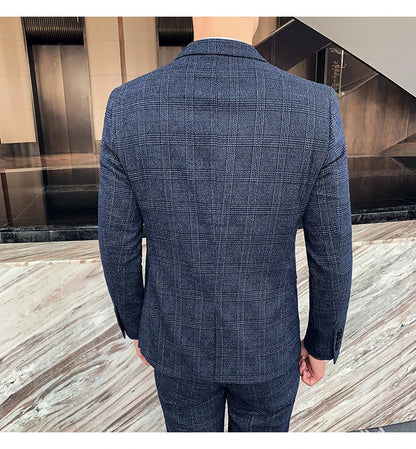 25 Colors 1 Pcs Blazer No Pants S-7XL New Wedding Dress Formal Business Slim Mens Suit Jacket Plaid Striped Solid Color