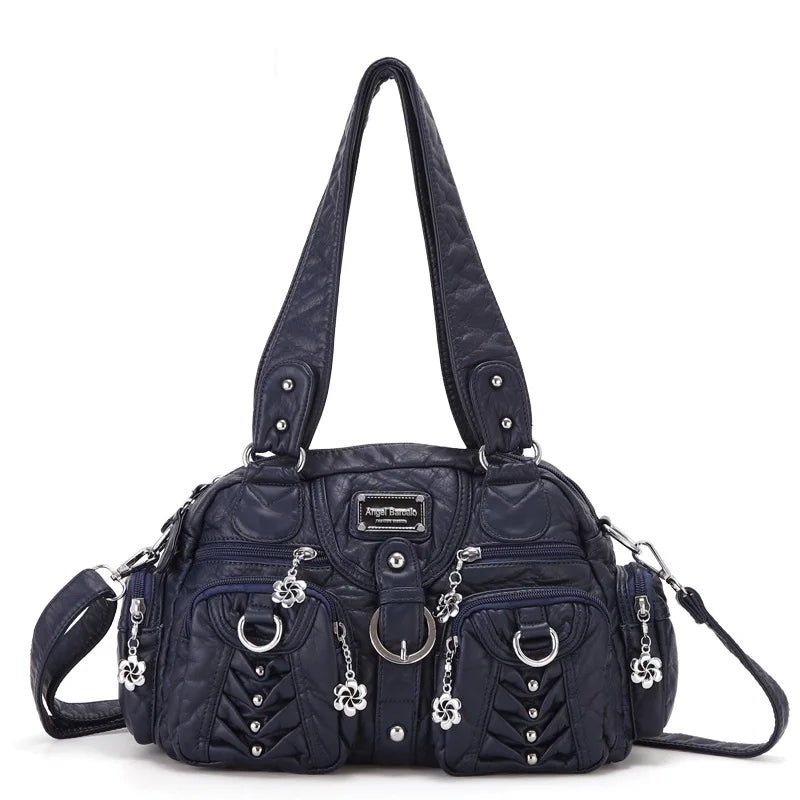 Women Handbags Fashion Satchel Top-handle Handbag PU Shoulder Bag 10.6"x8.3" Dumpling Pack Multi-pockets Shoulder Bags
