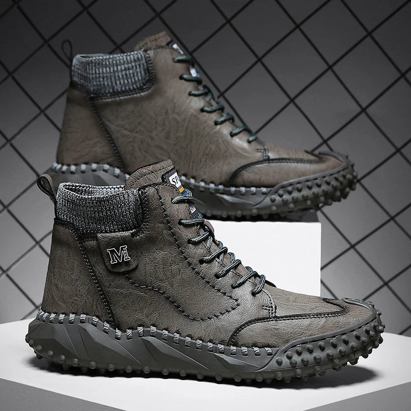 Winter Warm Men's Casual Shoes Fashion Men's Leather Boots Comfortable Men's Ankle Boots Outdoor High Quality Hiking Boots Men