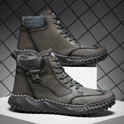 Winter Warm Men's Casual Shoes Fashion Men's Leather Boots Comfortable Men's Ankle Boots Outdoor High Quality Hiking Boots Men