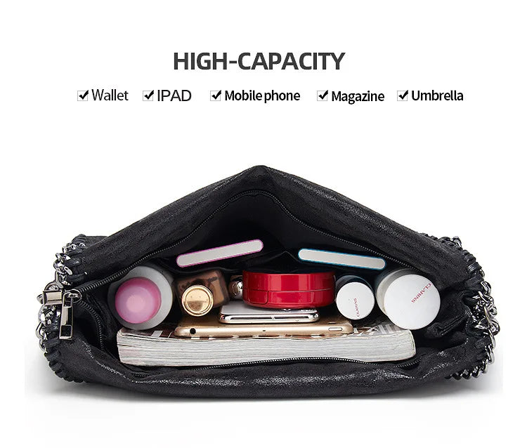 Fashion New Women's Chain Shoulder Bag Large Capacity Crossbody Tote Bag Female Foldable Solid Color Handbags Shopping Bags