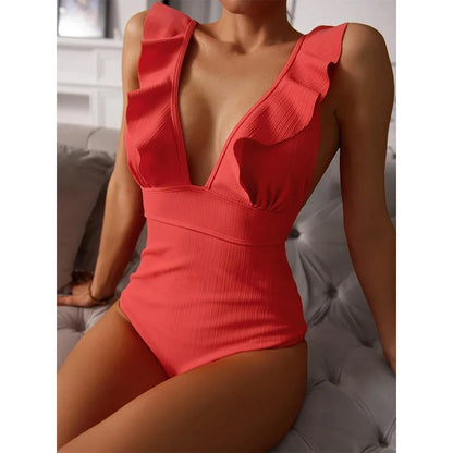 2023 One Piece Swimsuit Women Ruffle Swimwear Push Up Monokini Bodysuit Swimsuit Female Bathing Suit Summer Beach Wear