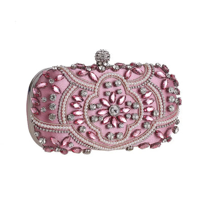 Women's Evening Clutch Bag Party Purse Luxury Wedding Clutches For Bridal Exquisite Crystal Ladies Handbag Apricot Silver Wallet