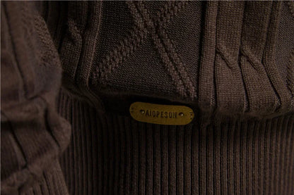 Cotton Argyle Cardigan Men Casual Single Breasted Solid Color Business Mens Cardigans New Winter Fashion Sweater Man
