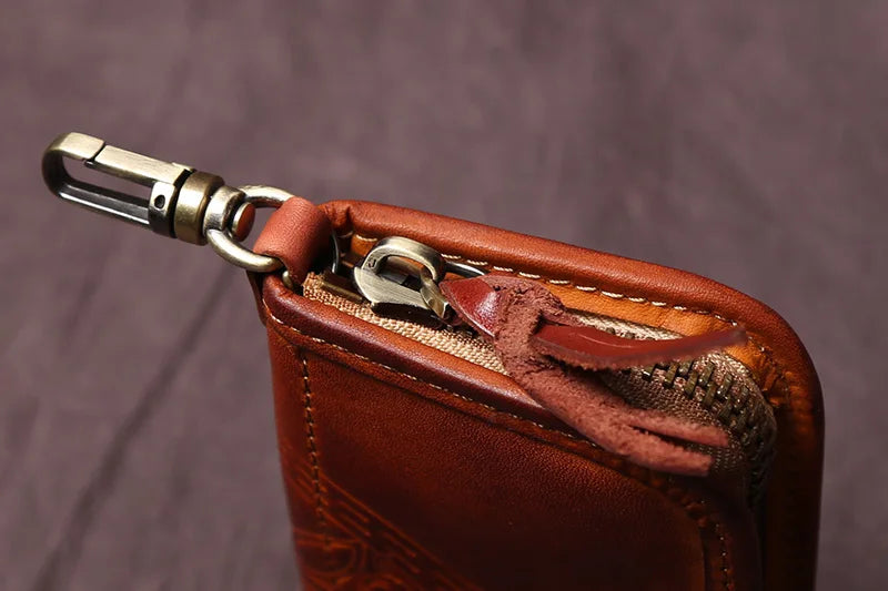 Men's Leather Key Bag, The First LayerOf Cowhide, Ladies' Purse, Multi-functional Vintage Vegetable Tanned Leather ID Bag.