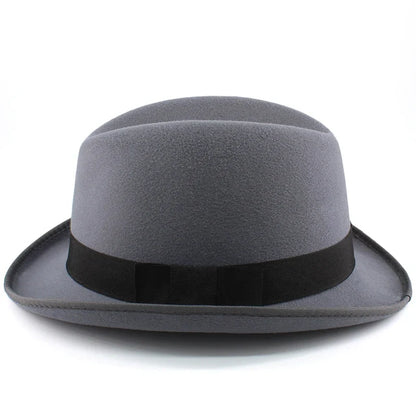 Men Women Wool Classical Homburg Hats Bowtie Band Fedora Caps Trilby Sunhat Jazz Winter Warm Adjustable Size M-L 7 1/8-7 3/8