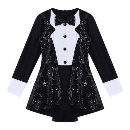 Kids Girls Sequins Ballet Dance Dress Shiny Modern Latin Jazz Dance Stage Performance Leotard Costume Dancewear