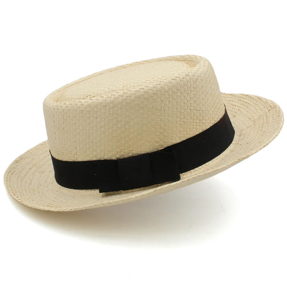 Larger Size US 7 1/2 UK XL Men Women Classical Straw Pork Pie Hats Fedora Sunhats Trilby Caps Summer Boater Beach Travel Party
